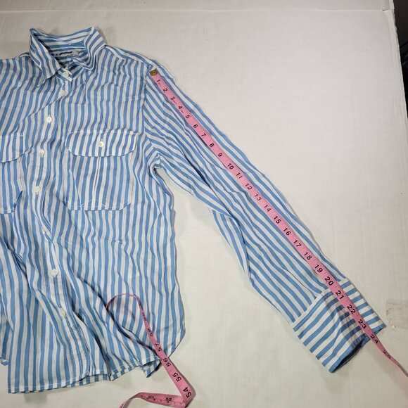 Madewell Womens Blue & White Striped Button-Down Shirt Size 10 - Picture 6 of 7
